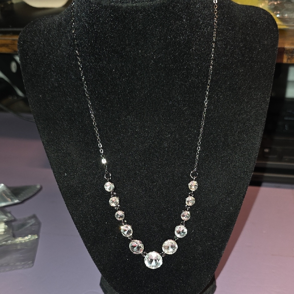 BUNDLE ANY 2, PAY ONE PRICE. Elegant Silver Necklace with Clear Stones